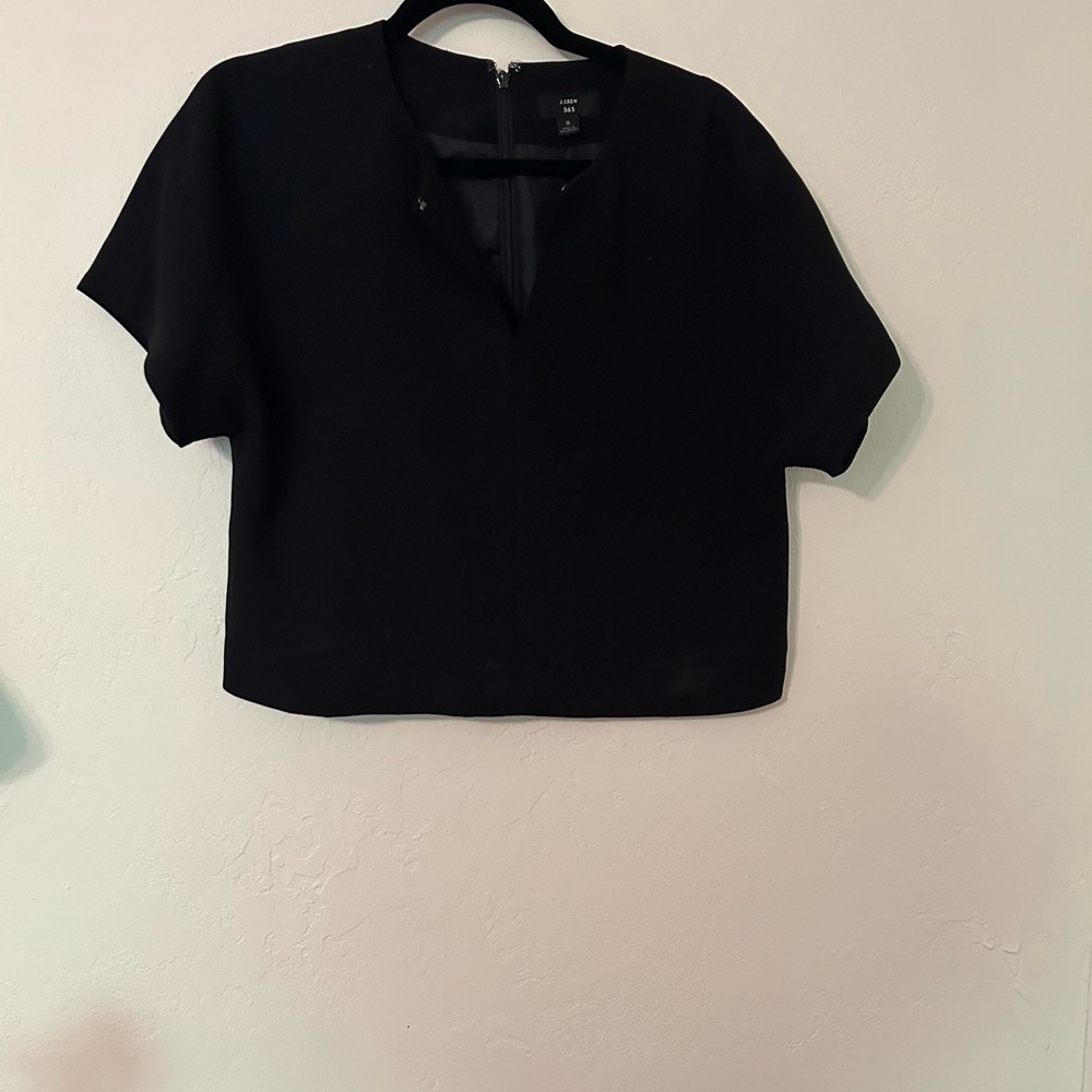 J Crew Cropped Black Boxy Top